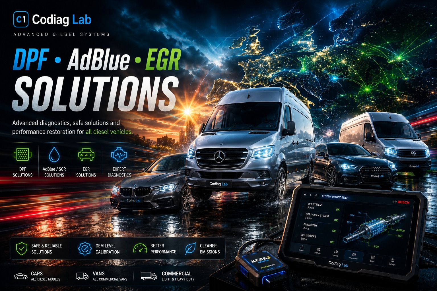 DPF AdBlue EGR Diesel-Systemlösungen für Pkw Transporter und Nutzfahrzeuge