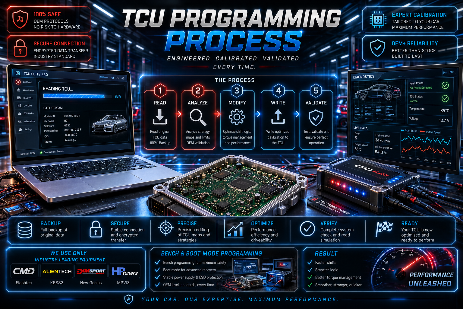 TCU-Programmierprozess und Kalibrierungsablauf